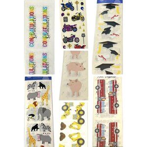 Mrs Grossmans Stickers Lot Animals Nature Firetruck Motorcycle Grad Vtg Y2K NOS